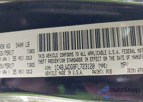 2015 Jeep Wrangler Unlimited Sport z USA, uszkodzony, nr VIN 1C4BJWDG8FL723120